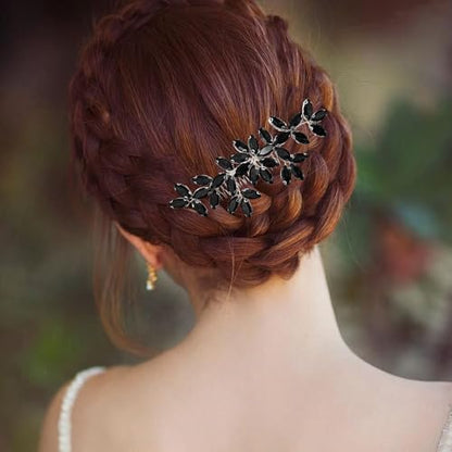 Black Wedding Crystal Hair Comb Elegant Bridal Wedding Hair Piece Teardrop Crystal Rhinestone Hair Accessories for Women Prom Party Photography - color: Black