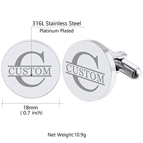 Custom4U Custom Photo Cufflinks for Men Father of the Bride Gifts - color: D-Initial+Name-Steel