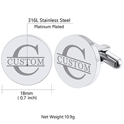 Custom4U Custom Photo Cufflinks for Men Father of the Bride Gifts - color: D-Initial+Name-Steel