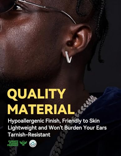 ChainsHouse Stud Earrings for Men Women,316L Stainless Steel/14K Gold/Black Plated Metal, Punk Hypoallergenic Surgical Huggie Hoop Earrings Mens Jewelry Piercing Hoop Earrings - style: A: Silver-Triangle(1 Pair)