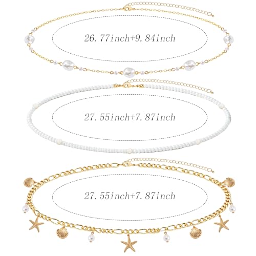 NEWITIN 4 Pieces Waist Chain for Women Gold Plated Adjustable Belly Chain Dainty Layered Summer Beach Body Chains Sexy Bikini Body Chains Jewelry Accessories for Women - color: 3 Pieces Gold Starfish