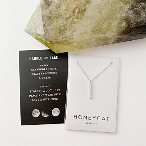 Honeycat Mini Drop Bar Necklace available in Gold, Rose Gold, and Silver | Minimalist, Delicate Jewelry - color: Silver