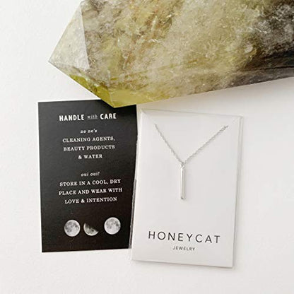 Honeycat Mini Drop Bar Necklace available in Gold, Rose Gold, and Silver | Minimalist, Delicate Jewelry - color: Silver