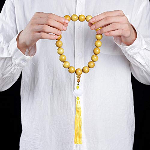 Zen Dear Natural Golden Sandalwood Mexican Bocote Mala Prayer Bead Bracelet Link Wrist Necklace Mala Beads - style: 20mm 21 beads Boutique
