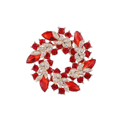 Sparkling Rhinestone Crystal Flower Brooch Pin for Women Large Floral Lapel Pin Wedding Bridal Brooch Bouquet Jewelry - color: Red