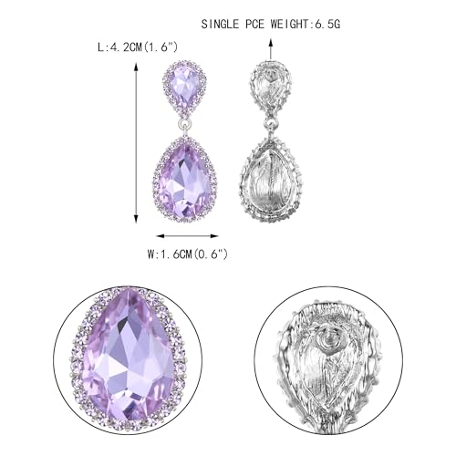 EVER FAITH Women's Austrian Crystal Wedding Tear Drop Dangle Earrings | Bridal Prom Jewelry for Bride Bridesmaid - color: Lavender Color