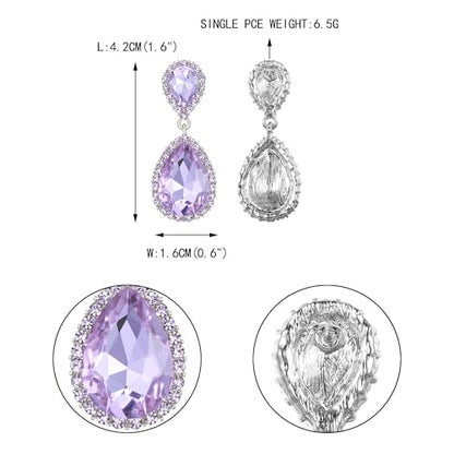 EVER FAITH Women's Austrian Crystal Wedding Tear Drop Dangle Earrings | Bridal Prom Jewelry for Bride Bridesmaid - color: Lavender Color