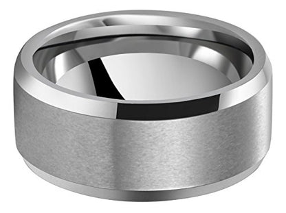 6mm 8mm 10mm Black Tungsten Wedding Band Ring Men Women Matte Finish Beveled Edges Comfort Fit Size 5 To 17 - color: Silver 10mm