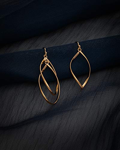 Milla Dainty Silver Drop Earrings for Women and Dangling Gold Earrings | Hypoallergenic, Easy to Wear, Available in 14K Gold, Rose Gold, or Silver Plated Finish, Different Designs - color: Marquise Drop / 14K Gold Plated