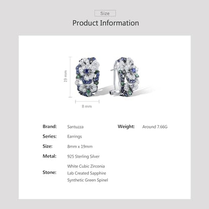Santuzza Sterling Silver Gemstone Flower Earrings for Women - color: [A]Peony-Blue(Omega Back)