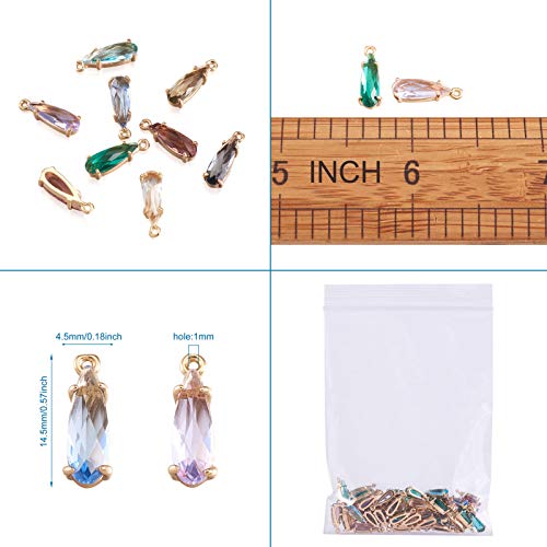 FASHEWELRY 50Pcs Teardrop Faceted Glass Pendants Mixed Colors Crystal Glass Dangle Oval Drop Bead Charms with Golden Open Back Settings for Jewelry Craft Making - color: Mixed Colors Teardrop-1
