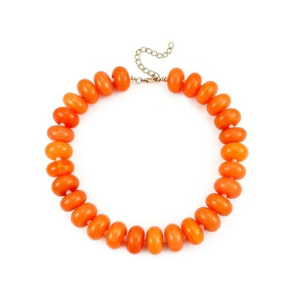 CSIYANJRY99 Chunky Beaded Necklace for Women, Large Colorful Resin Beads Statement Necklace, Boho Summer Beach Vacation Jewelry Gifts - color: Orange