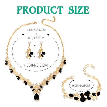 Sixexey Bridal Wedding Jewelry Set Crystal Neck Jewelry Rhinestone Wedding Prom Jewelry Accessories for Women - color: Black Crystal