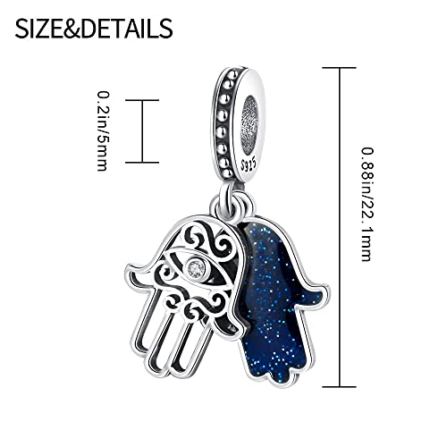 LNQOBU 925 Sterling Silver Charms for Bracelets Necklaces,5A Cubic Zirconias Evil Eye Dangle Beads Charms Jewelry Gift for Women (With one Spacer Beads Charms) - style: A-Evil eye Charm