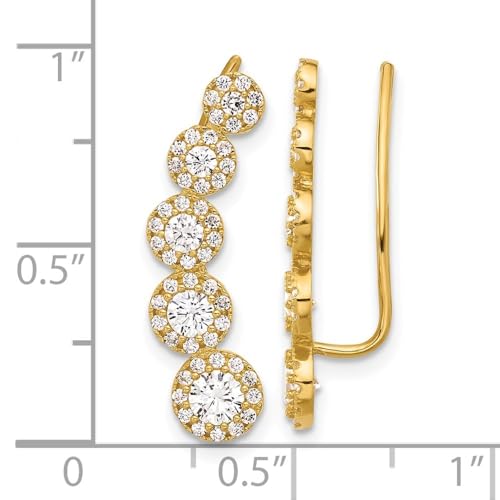 10k Yellow Gold Polished Cubic Zirconia Ear Climbers Earrings