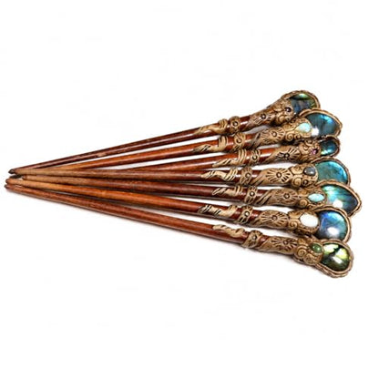 1 Pcs Crystal Point Hair Stick Set, Natural Labradorite Gemstone Hair Pins, Handmade Wooden Hair Forks, Boho Hair Accessories for Women, Decorative Bun Holder, Gift for Her