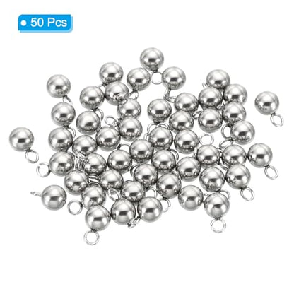PATIKIL 50pcs Steel Bead Charm, Stainless Steel Ball Bracelet Charm Pendants Metal Round Beads Small Bulk for Jewelry Making - color: Silver Tone, size: 5mm