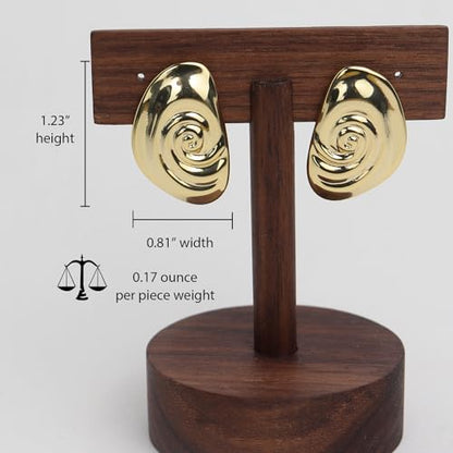Jean Beau Chunky Gold Stud Earrings for Women Trendy Gold Plated Dangle Drop Prom Birthday Fashion Office Jewelry Gift - color: Gold Shell
