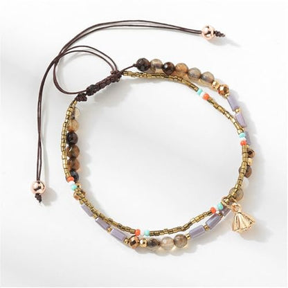 Handmade Adjustable Wrap Bracelet Bohemian String Braided Beads Anklets Gifts for Women - color: D