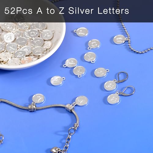 stino 200Pcs A-Z Metal Letter Charms for Jewelry Making, Capital Alphabet Initial Charms - color: 104Pcs Silver & Gold Disc