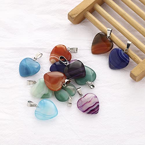 Lezam 24 Pieces Healing Crystal Heart Moon Cross Shaped Pendants Necklace Charms for DIY Jewelry Making Natural Quartz Stones Chakra Love Beads Bulk - color: 24Pcs-C