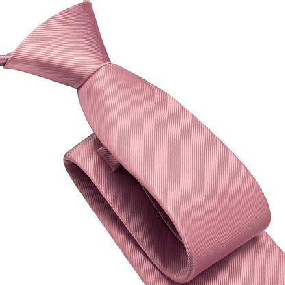 GUSLESON 3.15"（8cm） Mens Pre-tied Adjustable Zipper Tie Solid Necktie for Business and Wedding - color: Dusty Rose