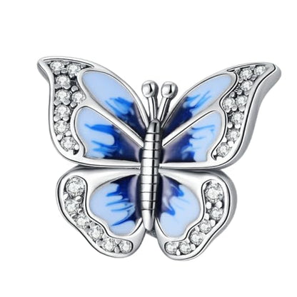 Charm for Bracelets and Necklaces, Heart Animals 925 Sterling Silver Bead Celestial Sun Moon Star Charms Jewelry Gift for Women Girls - color: Blue Butterfly Charm