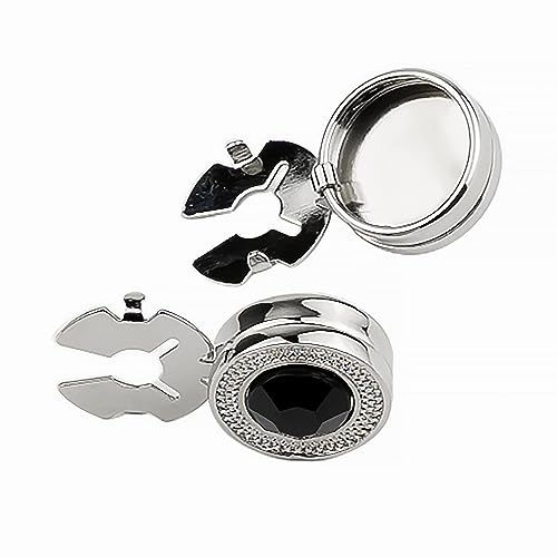 Mens Button Covers Tuxedo Shirt Cufflinks Alternative | Fake cufflinks and alternative fashion jewelry accessories for mens formal business dress shirts suits and groomsmen - color: H Silvery black