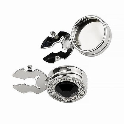 Mens Button Covers Tuxedo Shirt Cufflinks Alternative | Fake cufflinks and alternative fashion jewelry accessories for mens formal business dress shirts suits and groomsmen - color: H Silvery black