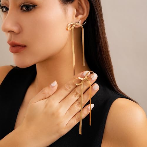 Bow Earrings Red Earrings for Women Dangle Cute Earrings Red Stuff Jewelry Outfits Accessories Gifts for Girls - color: C5:gold bow earrings