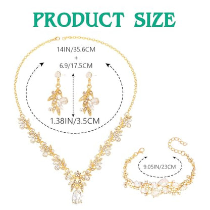 Sixexey Bridal Wedding Jewelry Set Crystal Neck Jewelry Rhinestone Wedding Prom Jewelry Accessories for Women - color: Crystal