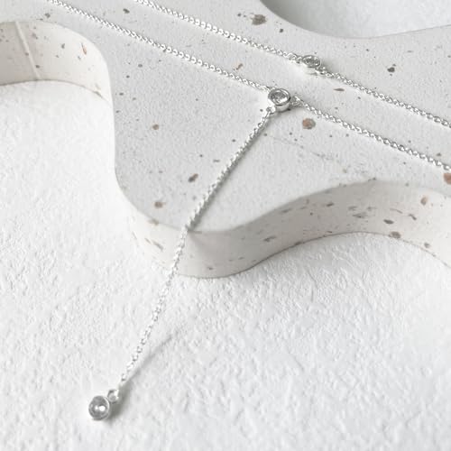 LULII Lariat Gold Necklace for Women Trendy Dainty 14k Gold Plated/Silver Layered Chain Drop Necklaces Y-Shaped Necklace Jewelry for Women Gifts - color: Y 3CZ Necklace-Silver