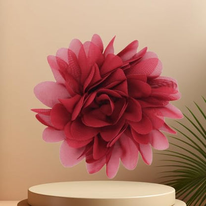 Satin Fabric Large Flower Brooch Pin Dainty Handmade Big Rose Flower Brooches Blossom Lapel Pins Silk Camellia Flowers Pin Wedding Dance Prom Party Banquet Dresses Suit Clothes Jewelry for Women - color: Wine Red