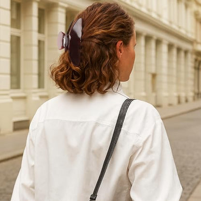 MAORULU Cute Claw Clip for Women – 4.3'' Large Acetate Hair Clips for Thick Thin Curly Long Hair, Durable Hair Clamps Non-slip Jaw Clip, Strong Hold, Stylish French Design (Chocolate) - color: Chocolate