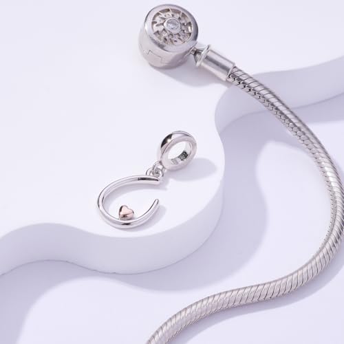 Letter Charms for Pandora Bracelets 925 Sterling Silver Alphabet Initial Charms Bead Jewelry Gift for Women - style: Initial U