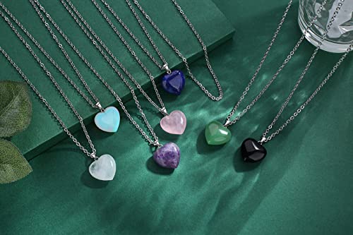 QINJIEJIE Amethyst Necklace Healing Crystals Necklace Purple Heart Gifts | Heart Love Real Crystal Reiki Energy for Women Mothers Day Gift Christmas February Birthday Gifts Purple Necklaces for Women - color: 2- Purple - Amethyst
