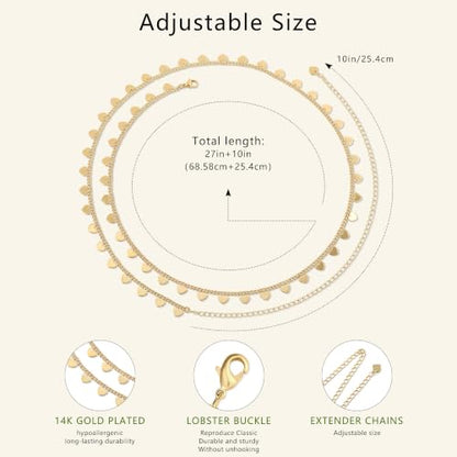 JINEAR 14K Gold Plated Waist Chain for Women Body Chain Belly Chains | Dainty Bead Chains Waterproof Summer Beach Bikini Accessories Gold Jewelry Belt Festival Outfits for Women - color: Heart Body Chains