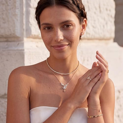 Valloey Rover Gold Star Necklace for Women: Danity 14K Gold Plated Star Moon Charm Pendant with Cubic Zirconia Choker Necklace for Women Trendy Jewelry Gift - color: moon star