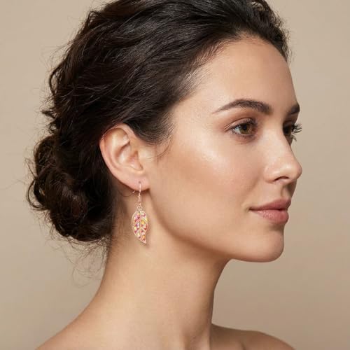 Leaf Dangle Earrings for Women, Boho Tropical Dangling Jewelry, Summer Earring Accessory, Birthday Gift for Her - color: Gold