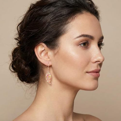 Leaf Dangle Earrings for Women, Boho Tropical Dangling Jewelry, Summer Earring Accessory, Birthday Gift for Her - color: Gold