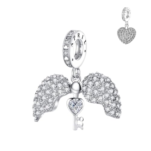 Annmors Birthstone Charms for Bracelet 925 Sterling Silver Charms fit Bracelet Necklace Dangle with 5A Cubic Zirconia Christmas Valentine Mother's Day Gift for Women - color: 04-April-Diamond