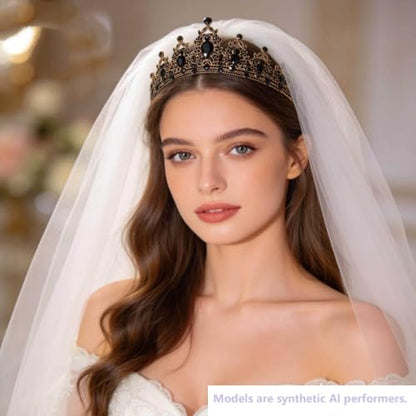 Kamirola - Queen Crown and Tiaras Princess Crown for Women Crystal Headbands for Bridal, Princess for Wedding and Party - color: Black