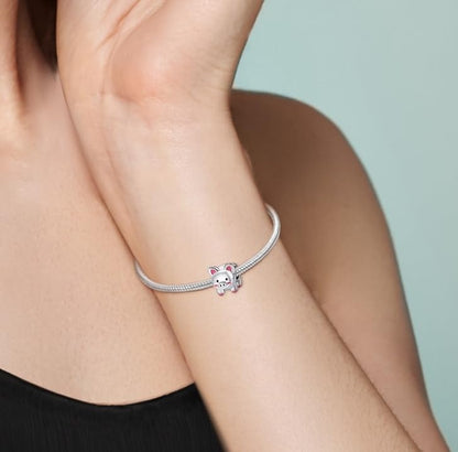 925 Silver Charm for Bracelets Animal Pet Insect Series Women Jewelry Gift - color: Pink pig