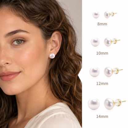 Simulated Pearl Stud Earrings for Women | S925 Sterling Silver Posts, Hypoallergenic Lightweight Classic Elegant Pearl Jewelry Gift, 8/10/12/14mm - color: Pink, size: 12mm