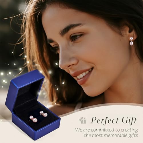 Petite Pearl Drop Earrings for Women - Real Freshwater Cultured Pearls Collection, S925 Sterling Silver Hypoallergenic Posts, 18K Gold Plated Dainty Jewelry - color: Pink