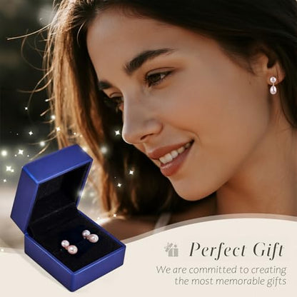 Petite Pearl Drop Earrings for Women - Real Freshwater Cultured Pearls Collection, S925 Sterling Silver Hypoallergenic Posts, 18K Gold Plated Dainty Jewelry - color: Pink