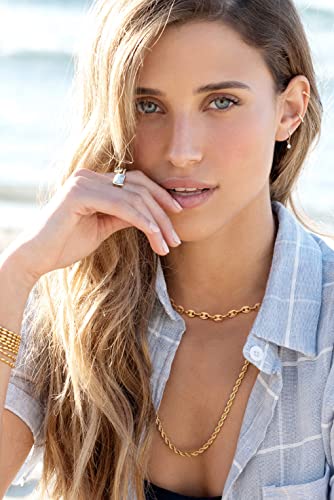 Aobei Pearl 18K Gold Plated Paperclip Chain Choker Satellite Chain Freshwater Cultured Biwa Pearl Pendant Necklace Dainty Turquoise Jewelry for Women - color: Pig Nose Chain