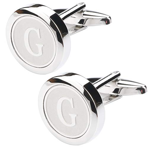 Mens Classic Stainless Steel Initial Cufflinks 26 Alphabet Initial Letter Cufflinks Business Wedding Shirts A-Z - style: G