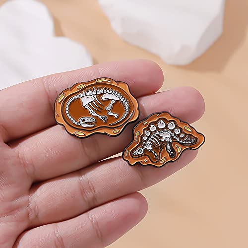 ROFARSO Dinosaur Enamel Lapel Pin Set Fossils Dinosaur Skeleton Pin, Accessory for Backpacks Clothing Bags Hats Shirts