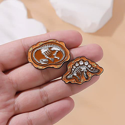 ROFARSO Dinosaur Enamel Lapel Pin Set Fossils Dinosaur Skeleton Pin, Accessory for Backpacks Clothing Bags Hats Shirts